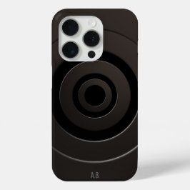 Geometric Circles Modern Zwart met alle Initialen iPhone 15 Pro Case