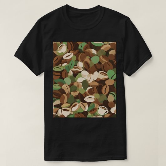 Geometric Coffee Addict Design - Abstracte Bonen P T-shirt (Design voorkant)
