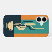 Geometric Coffee Cup iPhone 16 Hoesje (Achterkant horizontaal)