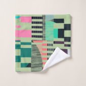 Geometric Color‑Blocked Motif Modern Bad Handdoek (Wasdoekje)