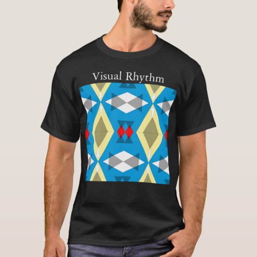 Geometric Convergence in Blue and Gold T-shirt (Voorkant)