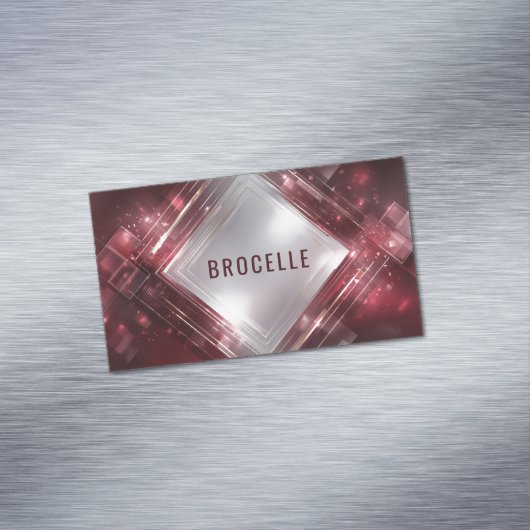 Geometric Crimson Red Gilded Frame Dynamic Magnetisch Visitekaartje (Voorbeeld)