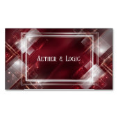 Geometric Crimson Red Silver Frame Luxury Magnetisch Visitekaartje (Voorkant)