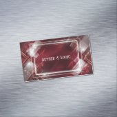 Geometric Crimson Red Silver Frame Luxury Magnetisch Visitekaartje (Voorbeeld)