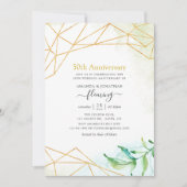 Geometric Crystal 50e bruiloft Jubileum Party Kaart (Voorkant)