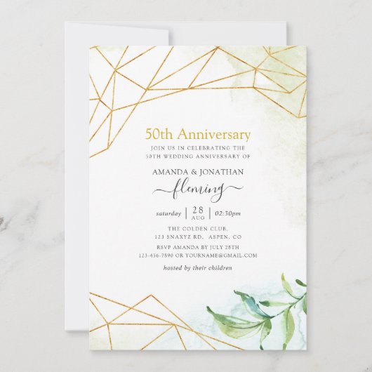 Geometric Crystal 50e bruiloft Jubileum Party Kaart (Voorkant)