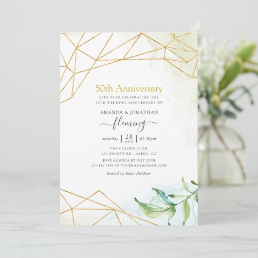 Geometric Crystal 50e bruiloft Jubileum Party Kaart (Staand voorkant)