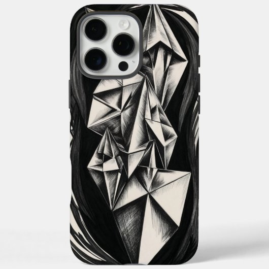 Geometric Crystal Black and White iPhone Case (Achterkant)