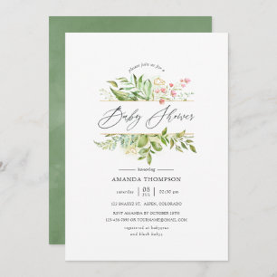 Geometric Crystal Greenery Baby shower Kaart