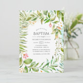 Geometric Crystal Greenery Baptisme Kaart (Staand voorkant)