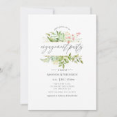 Geometric Crystal Greenery Engagement Party Kaart (Voorkant)