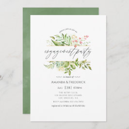 Geometric Crystal Greenery Engagement Party Kaart