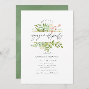 Geometric Crystal Greenery Engagement Party Kaart