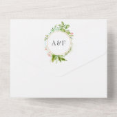 Geometric Crystal Greenery Monogram Weddenschap All In One Uitnodiging (Achterkant)