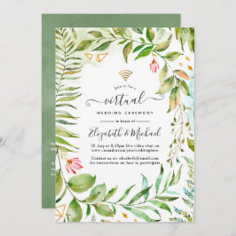 Geometric Crystal Greenery Online Virtual Wedding Kaart