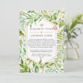 Geometric Crystal Greenery Virtual Wedding Aankondiging (Staand voorkant)