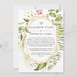 Geometric Crystal Greenery Virtual Wedding Aankondiging