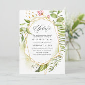 Geometric Crystal Greenery Wedding Update Kaart (Staand voorkant)
