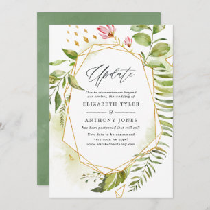 Geometric Crystal Greenery Wedding Update Kaart