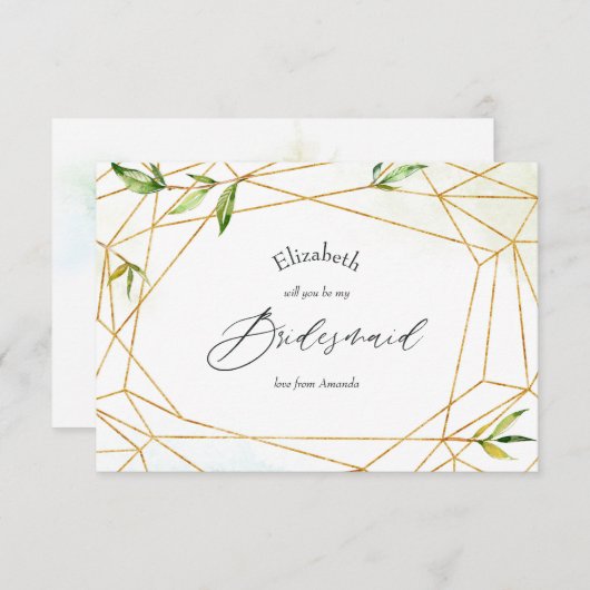 Geometric Crystal Wedding Be My Bridesmaid Kaart (Voorkant / Achterkant)
