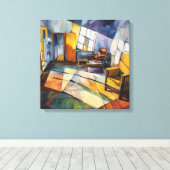 Geometric Cubist Sunlight Interior Canvas Afdruk (Insitu (Houten vloer))