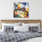 Geometric Cubist Sunlight Interior Canvas Afdruk (Insitu (Slaapkamer))