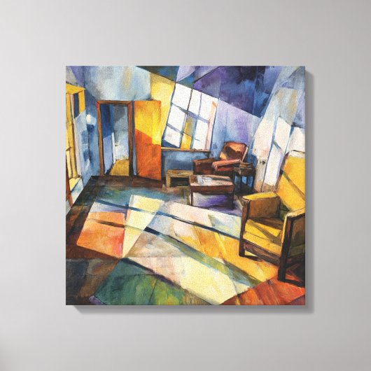 Geometric Cubist Sunlight Interior Canvas Afdruk (Voorkant)