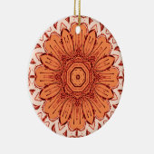 Geometric Daisy Pattern in Mandarin Oranje Cerami Keramisch Ornament (Rechts)