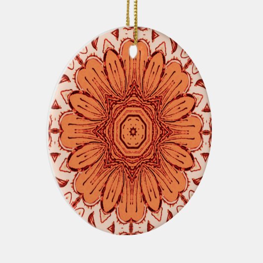 Geometric Daisy Pattern in Mandarin Oranje Cerami Keramisch Ornament (Rechts)