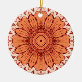 Geometric Daisy Pattern in Mandarin Oranje Cerami Keramisch Ornament (Voorkant)