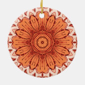 Geometric Daisy Pattern in Mandarin Oranje Cerami Keramisch Ornament (Achterkant)