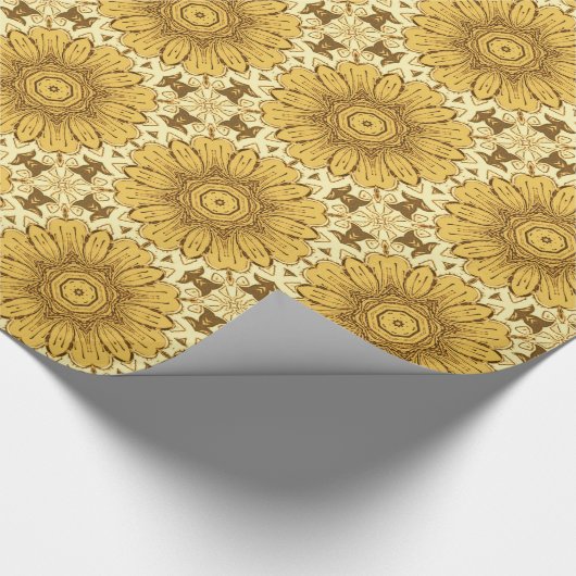 Geometric Daisy Pattern in Mustard Gold Cadeaupapier (Hoek)