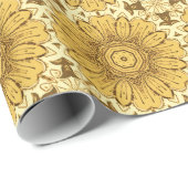 Geometric Daisy Pattern in Mustard Gold Cadeaupapier (Rol Hoek)