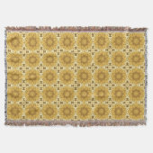 Geometric Daisy Pattern in Mustard Gold Deken (Voorkant)