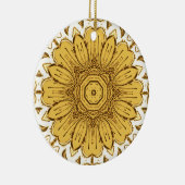 Geometric Daisy Pattern in Mustard Gold Keramisch Ornament (Rechts)
