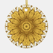 Geometric Daisy Pattern in Mustard Gold Keramisch Ornament (Voorkant)