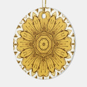 Geometric Daisy Pattern in Mustard Gold Keramisch Ornament (Links)