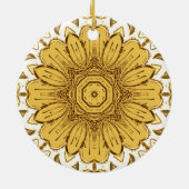 Geometric Daisy Pattern in Mustard Gold Keramisch Ornament (Achterkant)