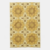 Geometric Daisy Pattern in Mustard Gold Kitchen T Theedoek (Verticaal)