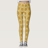 Geometric Daisy Pattern in Mustard Gold Leggings (Voorkant)