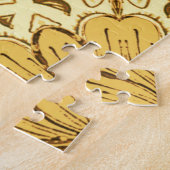 Geometric Daisy Pattern in Mustard Gold Legpuzzel (Zijkant)