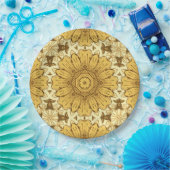 Geometric Daisy Pattern in Mustard Gold Papieren Bordje (Feest)