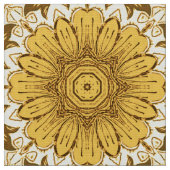 Geometric Daisy Pattern in Mustard Gold Stof (Close Up)