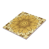 Geometric Daisy Pattern in Mustard Gold Tegeltje (Zijkant)