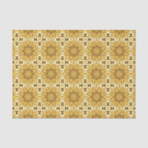 Geometric Daisy Pattern in Mustard Gold Tissuepapier