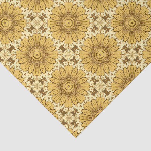 Geometric Daisy Pattern in Mustard Gold Tissuepapier (Detail)