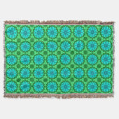 Geometric Daisy Pattern in Turquoise en Green Deken (Voorkant)