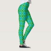 Geometric Daisy Pattern in Turquoise en Green Leggings (Rechts)