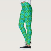 Geometric Daisy Pattern in Turquoise en Green Leggings (Links)