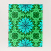 Geometric Daisy Pattern in Turquoise en Green Legpuzzel (Verticaal)